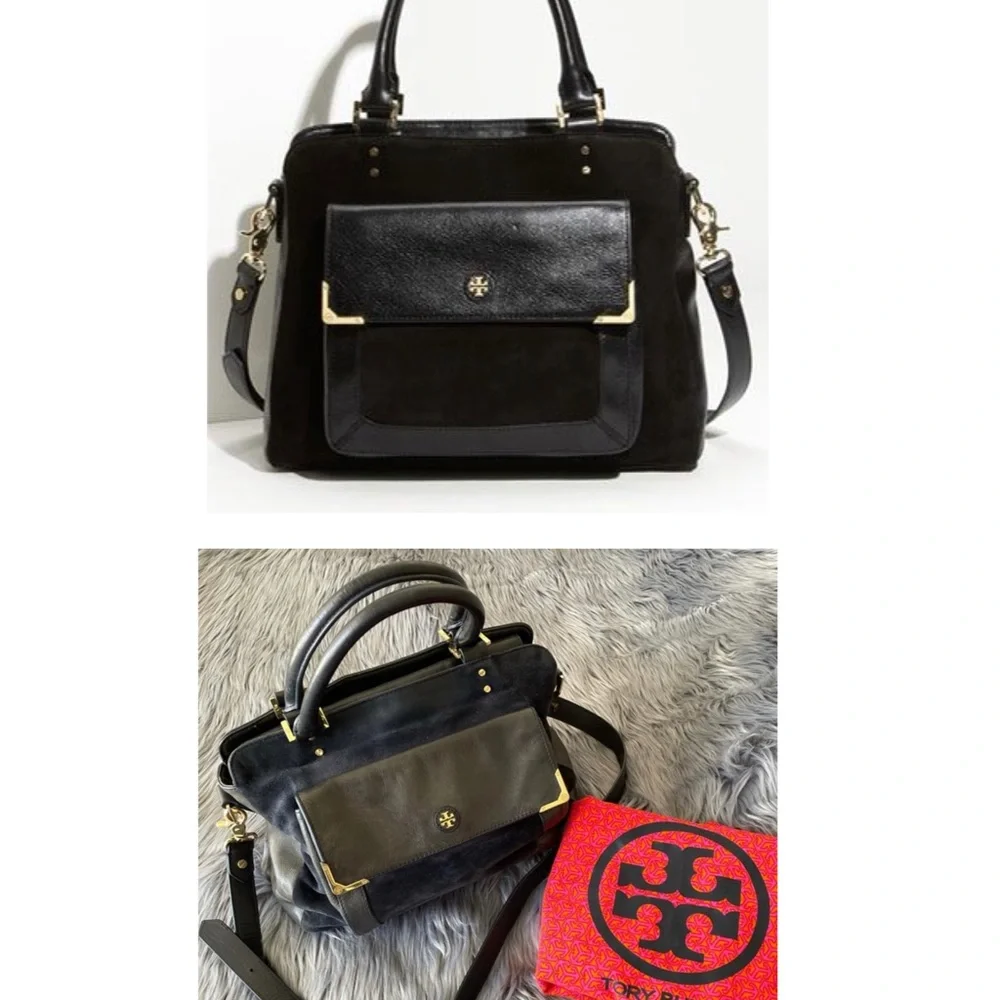 TORY BURCH mae leather & suede satchel
